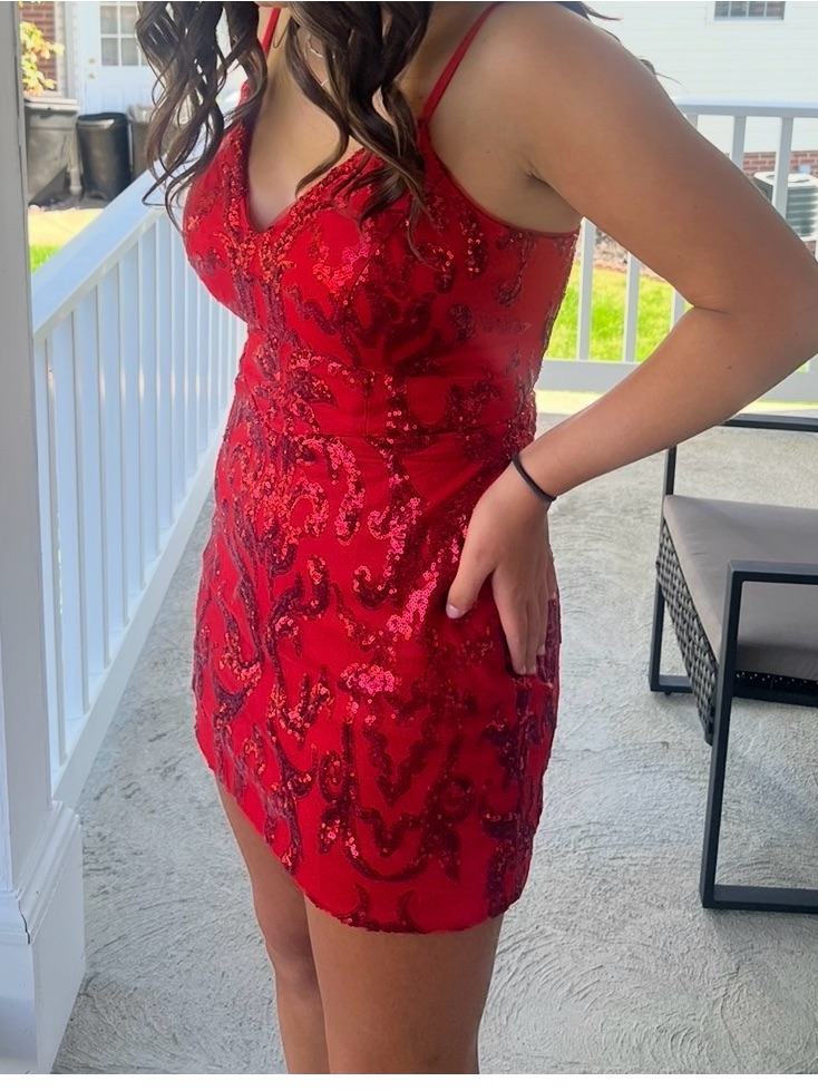Homecoming Dress- Red Sequin Embellished Mini Dress Worn Once